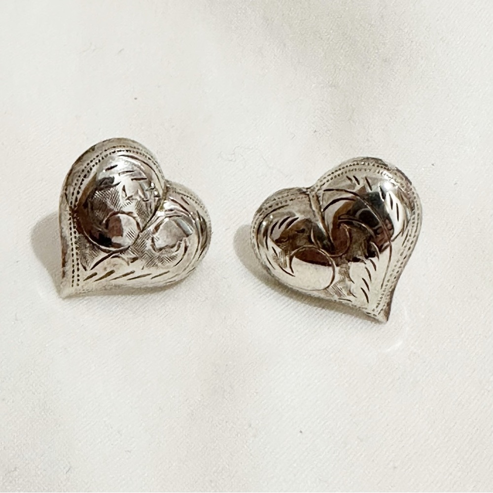 Sterling Silver Large Heart Earrings